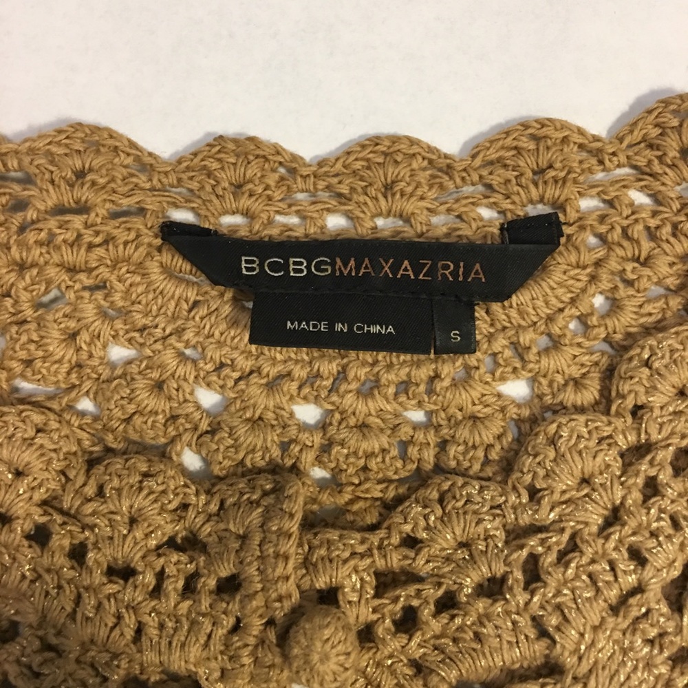 BCBG Brown golden crochet buttoned top cardigan - Picture 3 of 7